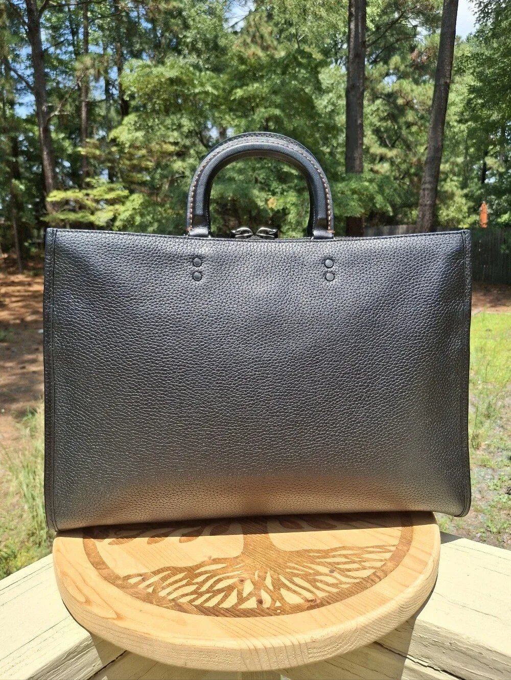 Coach Rogue Briefcase Laptop In Black Regenerative Pebbled Leather #CD789